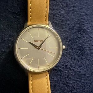 Nixon unisex Tan and Silver Watch
